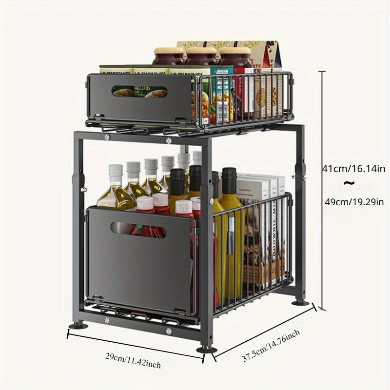 AEHOME 2 Tier Slide Out Cabinet Organizer Heavy Duty Storage