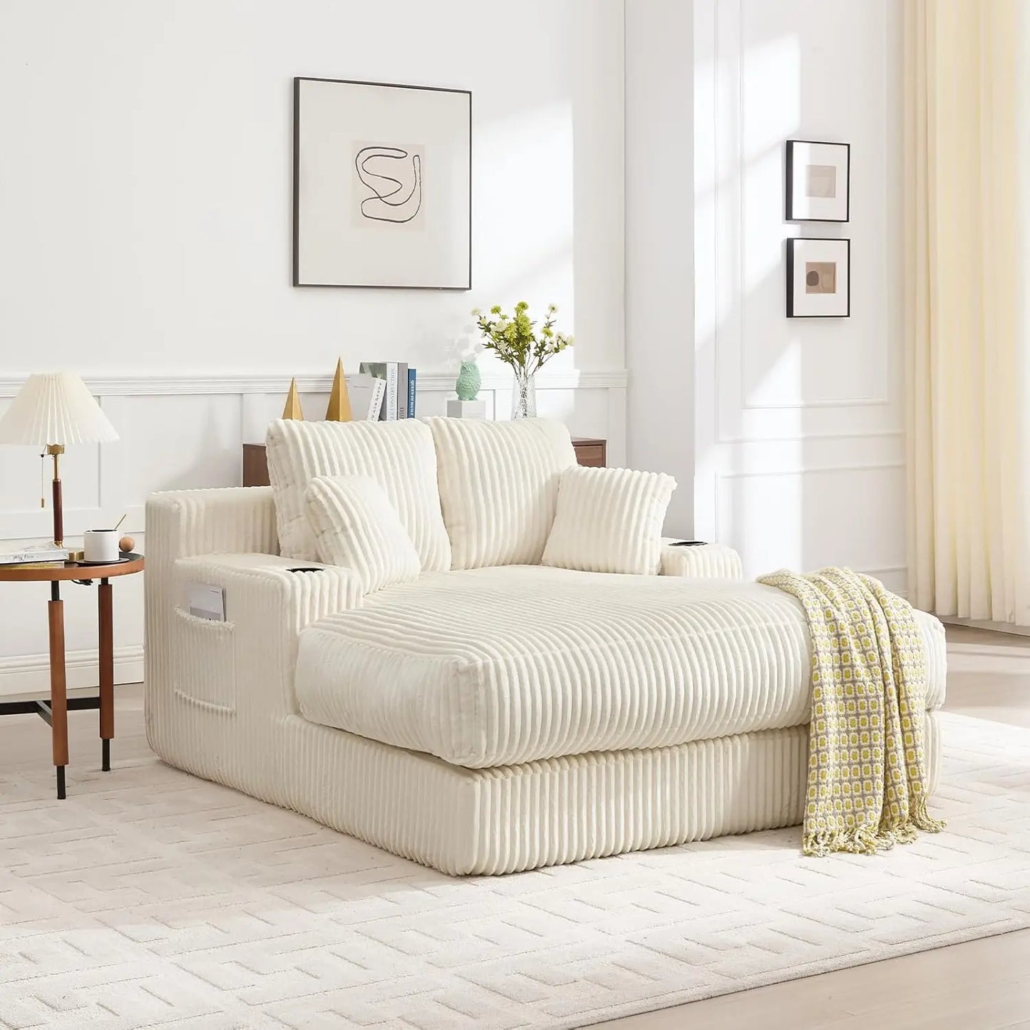 Huanzhuang Boneless Cloud Chair Bed Chaise Lounge With Pillows Armrests