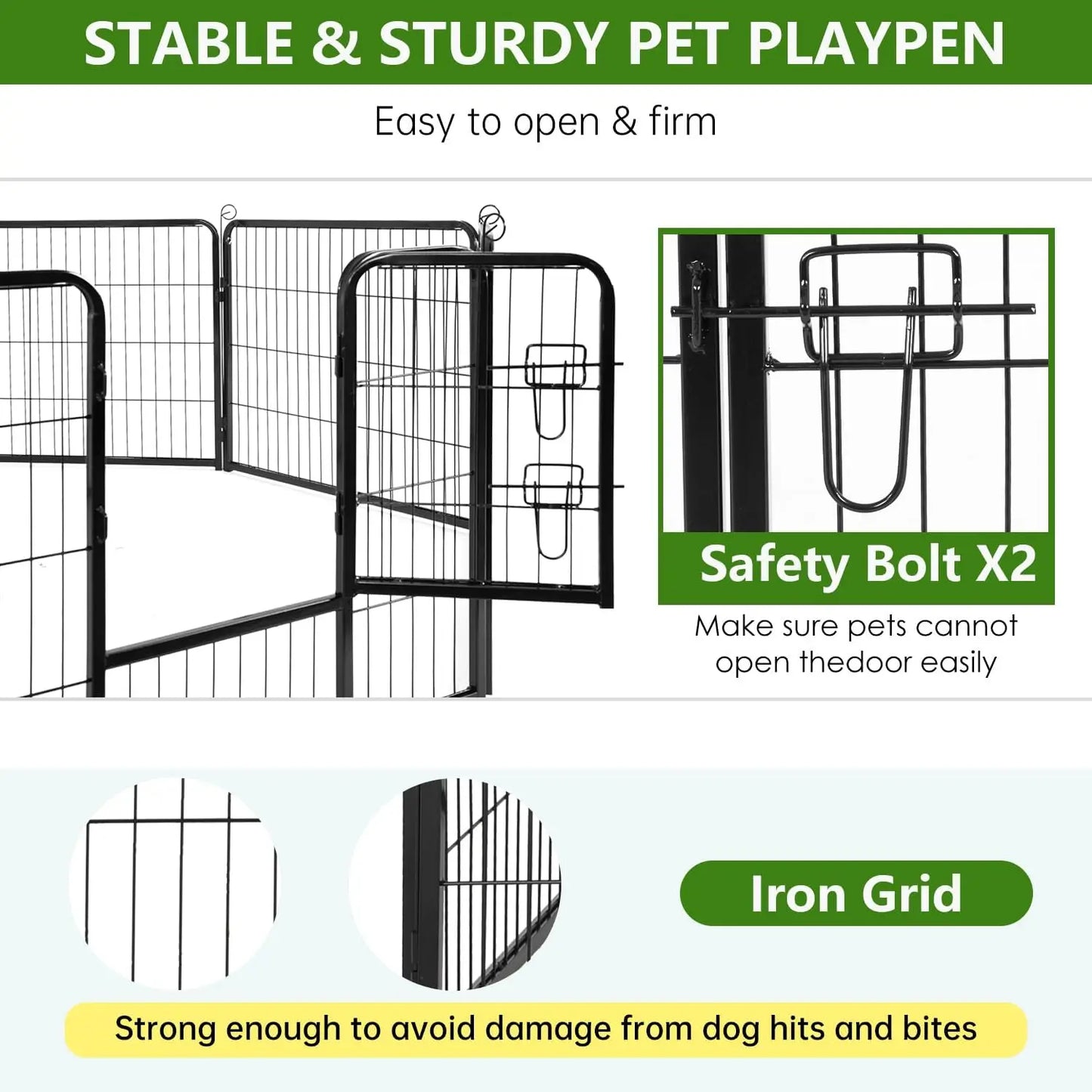 Heavy Duty Dog Playpen With Rust Resistant Removable Metal Panels