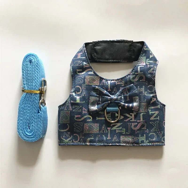Small Animal Outdoor Walking Harness and Leash Set Cute Clothes for Puppy Kitten Pigs Bunny Chinchillas Necklace Rabbit Vest