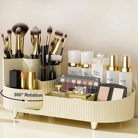 XMSJ Rotating Makeup Organizer With Brush Holder And Storage