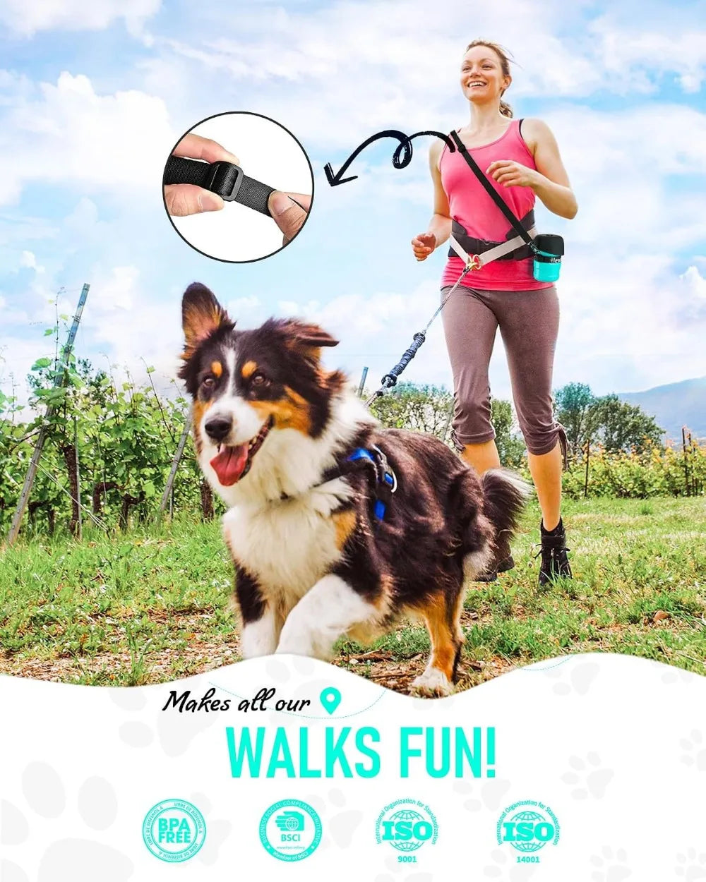 Portable Dog Water Bottle With Bowl Leakproof Travel Dispenser