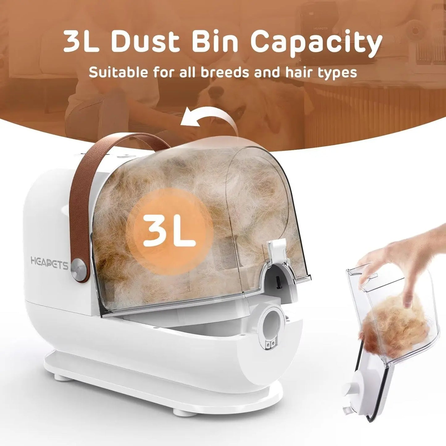 Pet Grooming Vacuum Kit With 7 Tools Low Noise Clipper