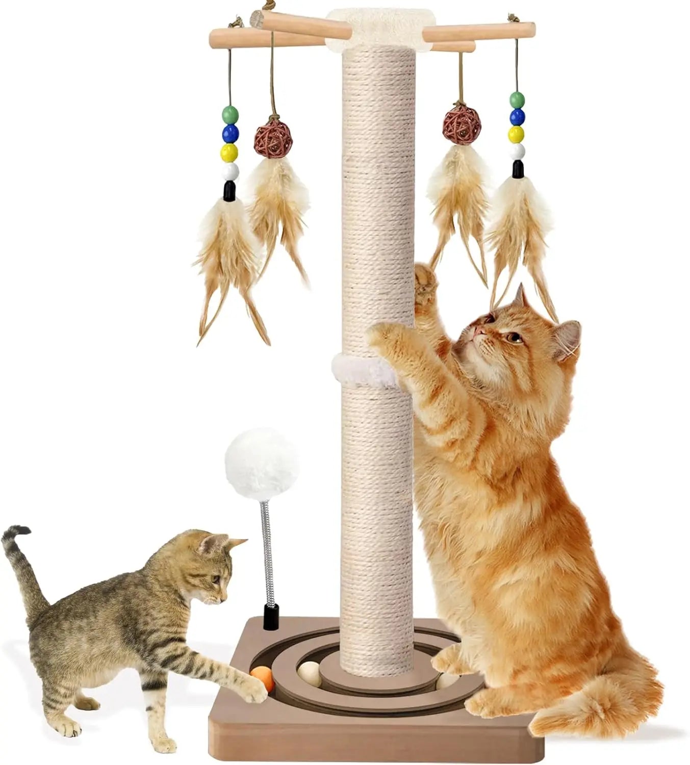 Cat Scratching Post With Sisal and Hanging Toys for Cats