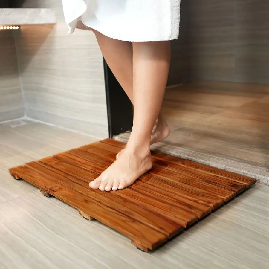 Teak Shower Mat Non Slip Bath Mat Luxury Spa Wooden