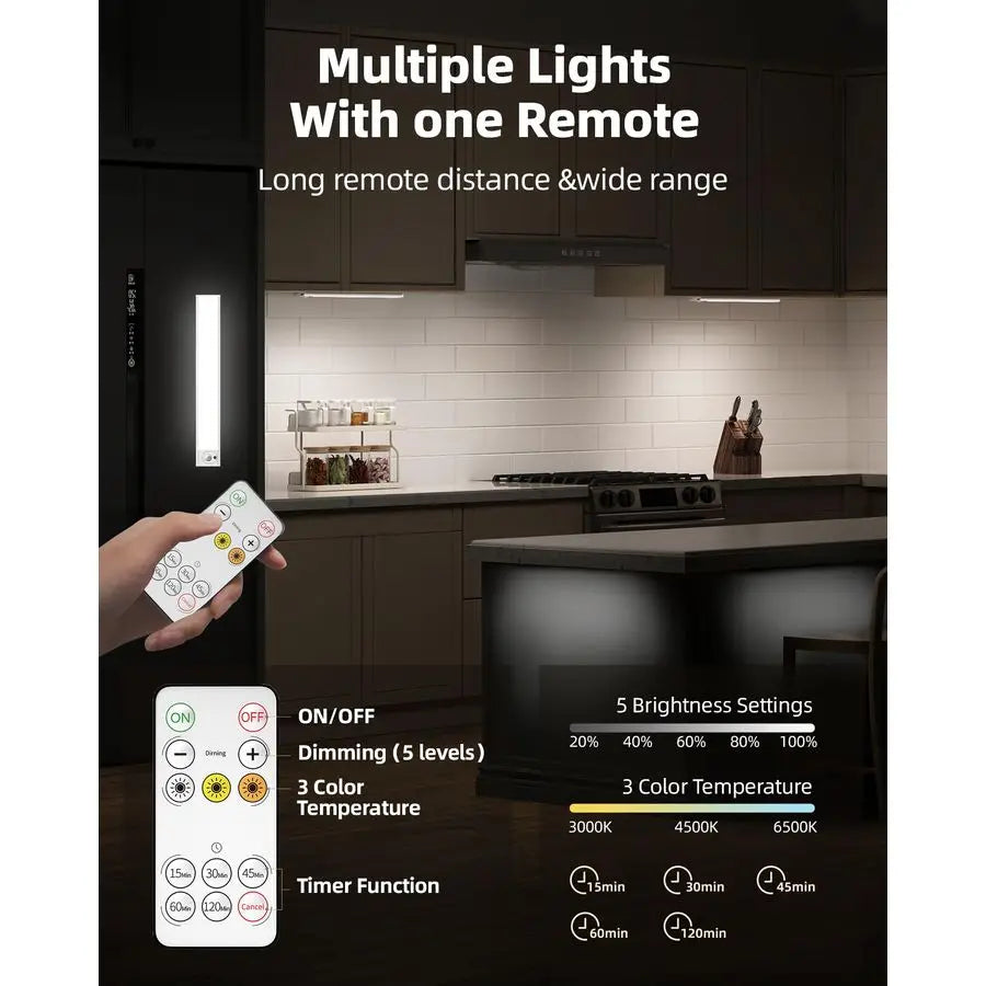Under Cabinet Lighting With Motion Sensor Rechargeable Wireless Dimmable Remote