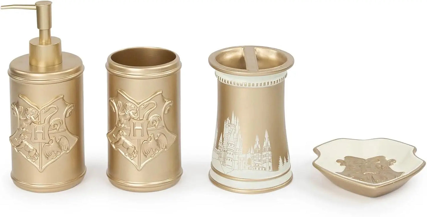 Hogwarts Crest Organizer Set 4 Piece Dispenser Dish Holder Tumbler