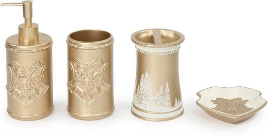 Hogwarts Crest Organizer Set 4 Piece Dispenser Dish Holder Tumbler