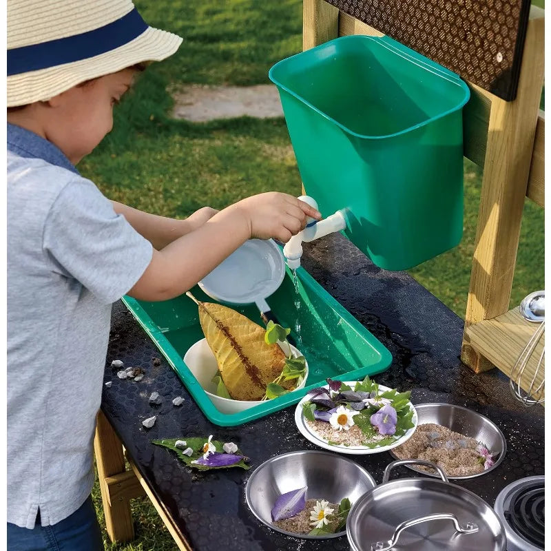 Outdoor Mud Kitchen Wooden Toy Playset With Accessories