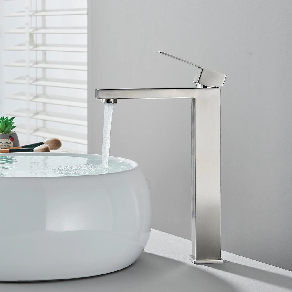 Onyzpily Deck Mounted Basin Faucet Stainless Steel Hot And Cold Water Mixer