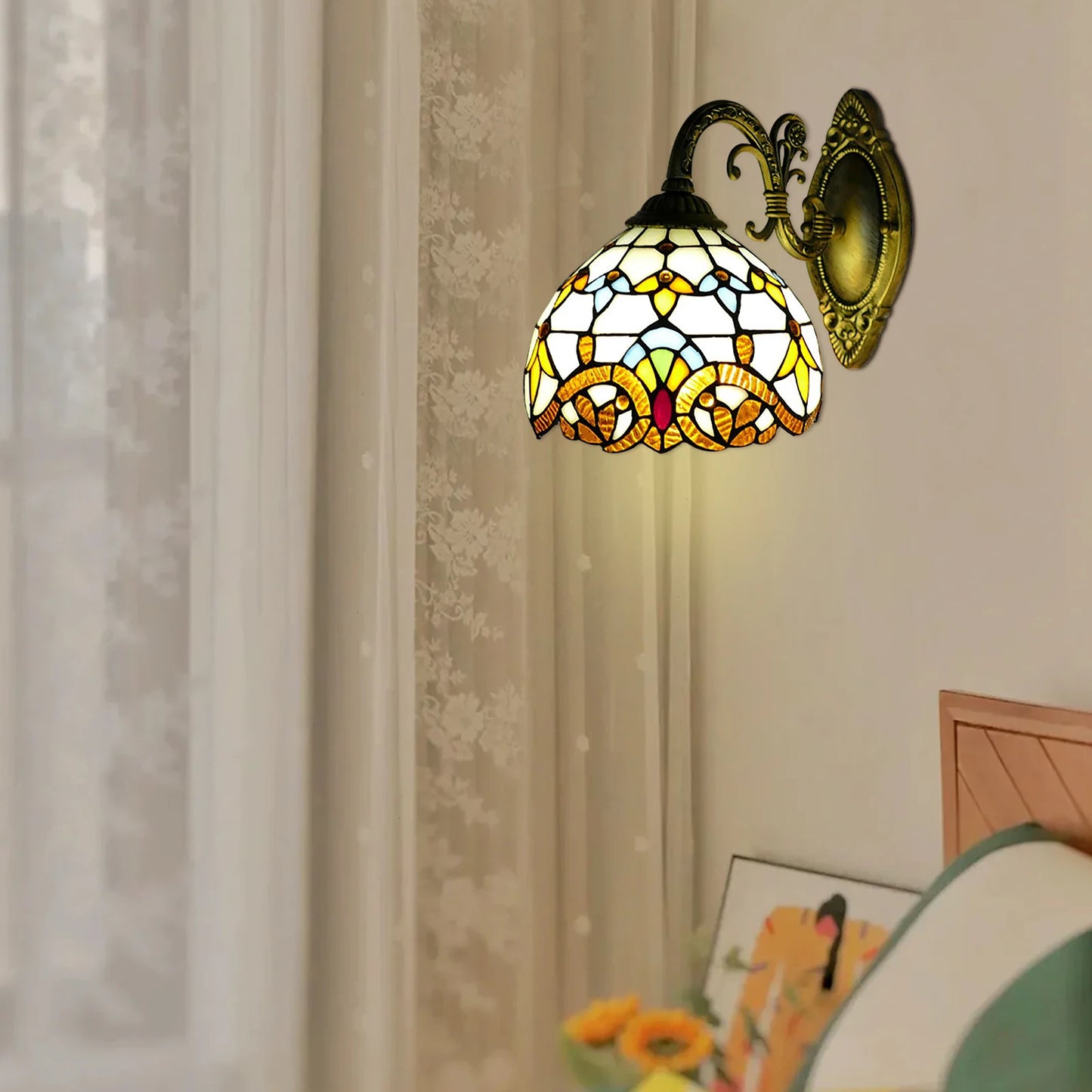 Tiffany Wall Lamp Vintage Dome Light For Living Room