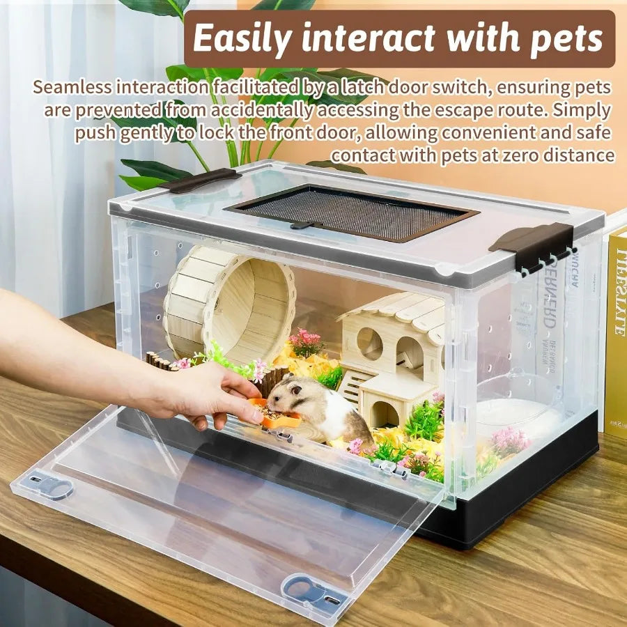 Portable Foldable Hamster Cage With Wheels Castle Habitat