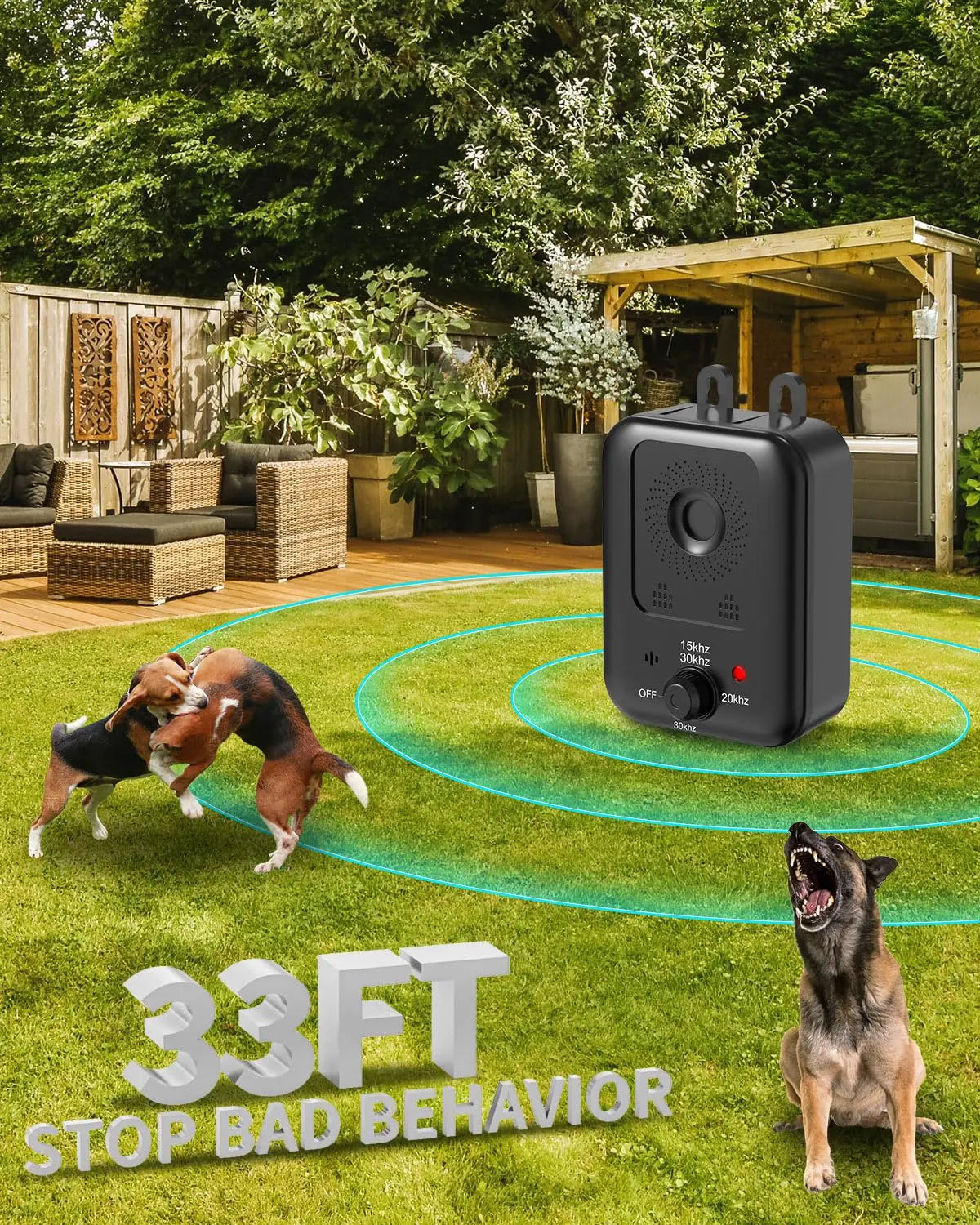 PetEdu Automatic Dog Bark Control Device Ultrasonic Deterrent Indoor Outdoor