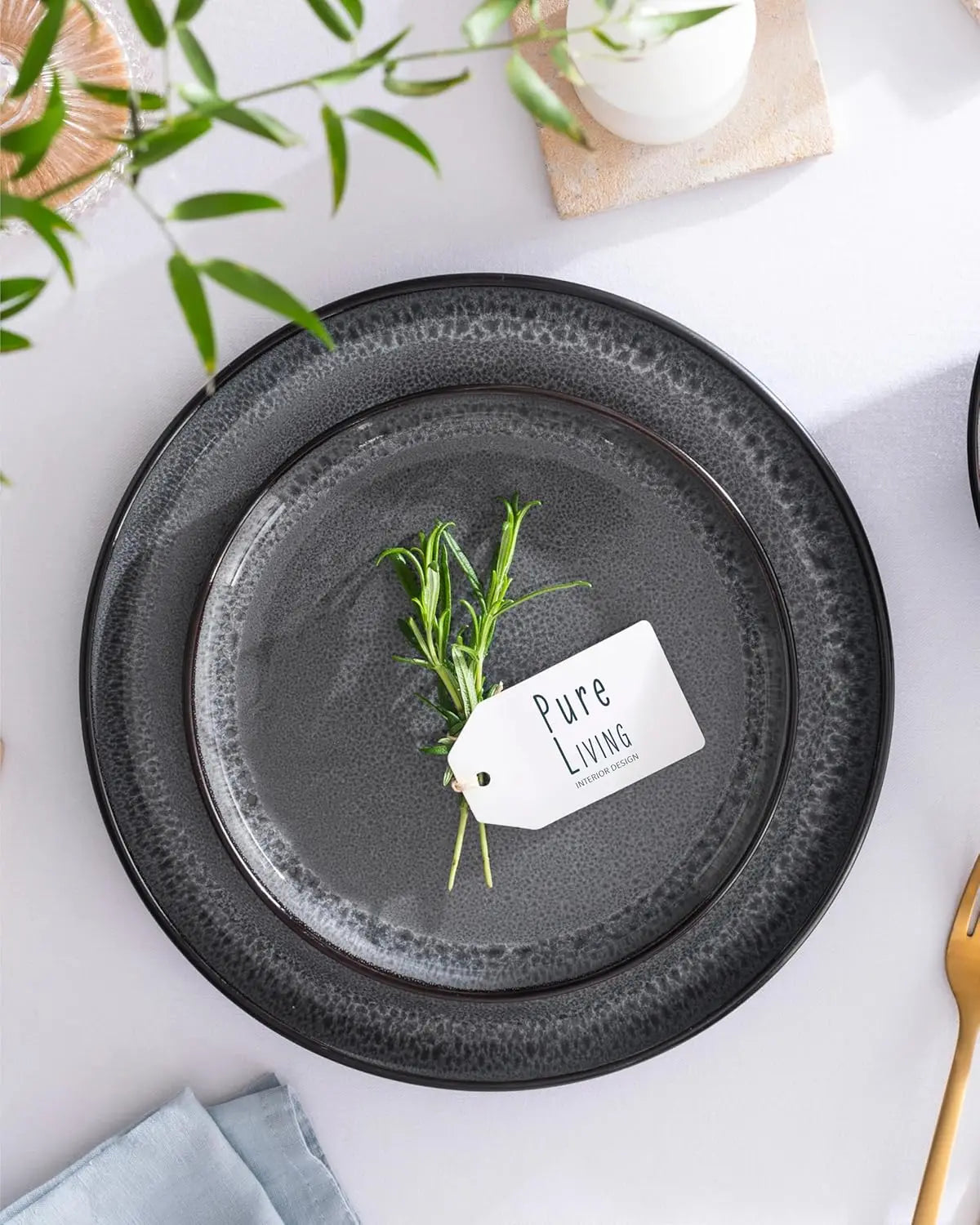 Stoneware Dinnerware Set for Eight, Dishwasher Safe
