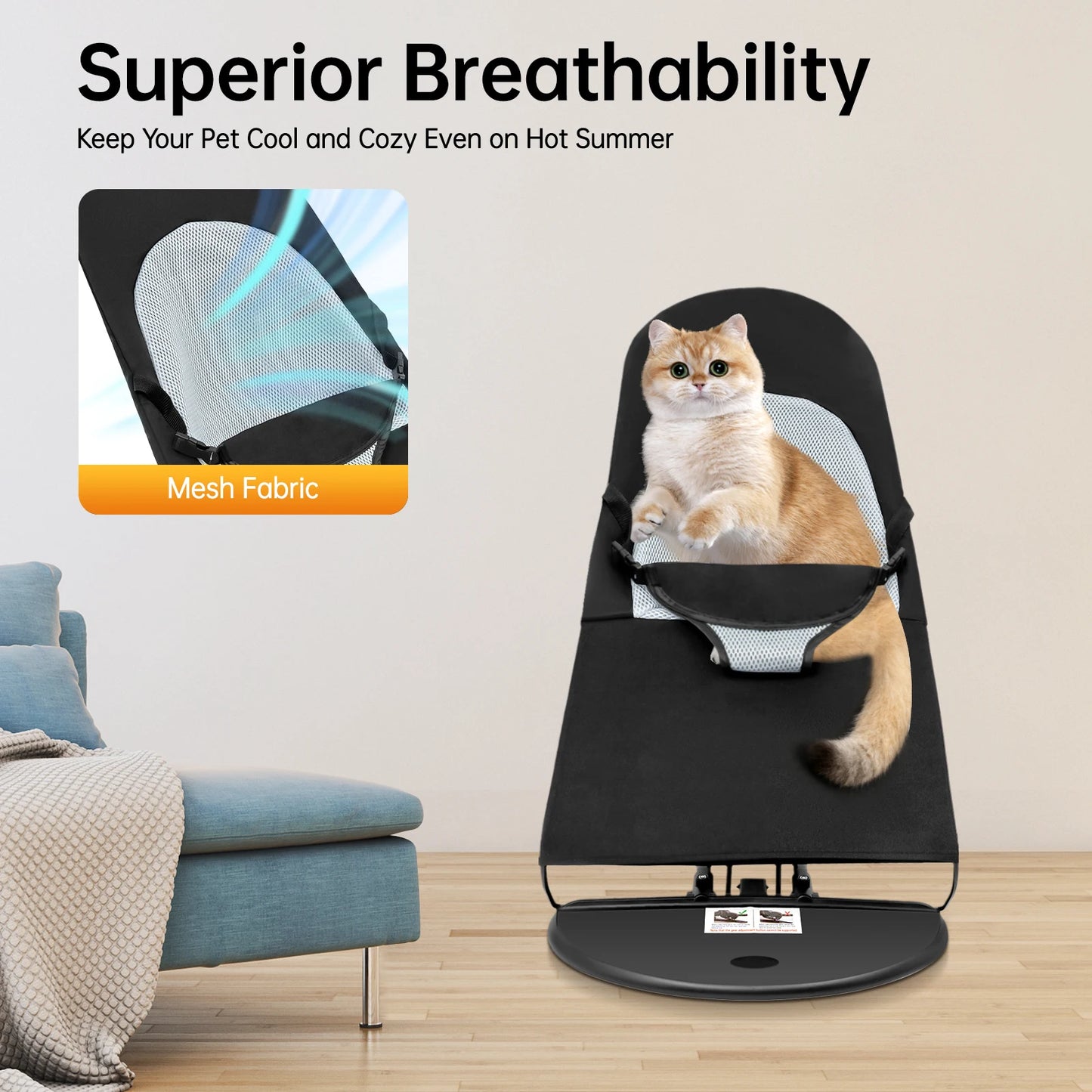Pet Rocker Bed Folding Rocking Chair With Adjustable Height