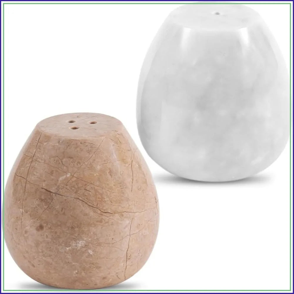 Handmade Marble Salt And Pepper Shakers Set Natural Stone Kitchen
