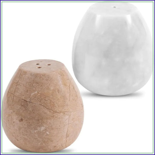 Handmade Marble Salt And Pepper Shakers Set Natural Stone Kitchen