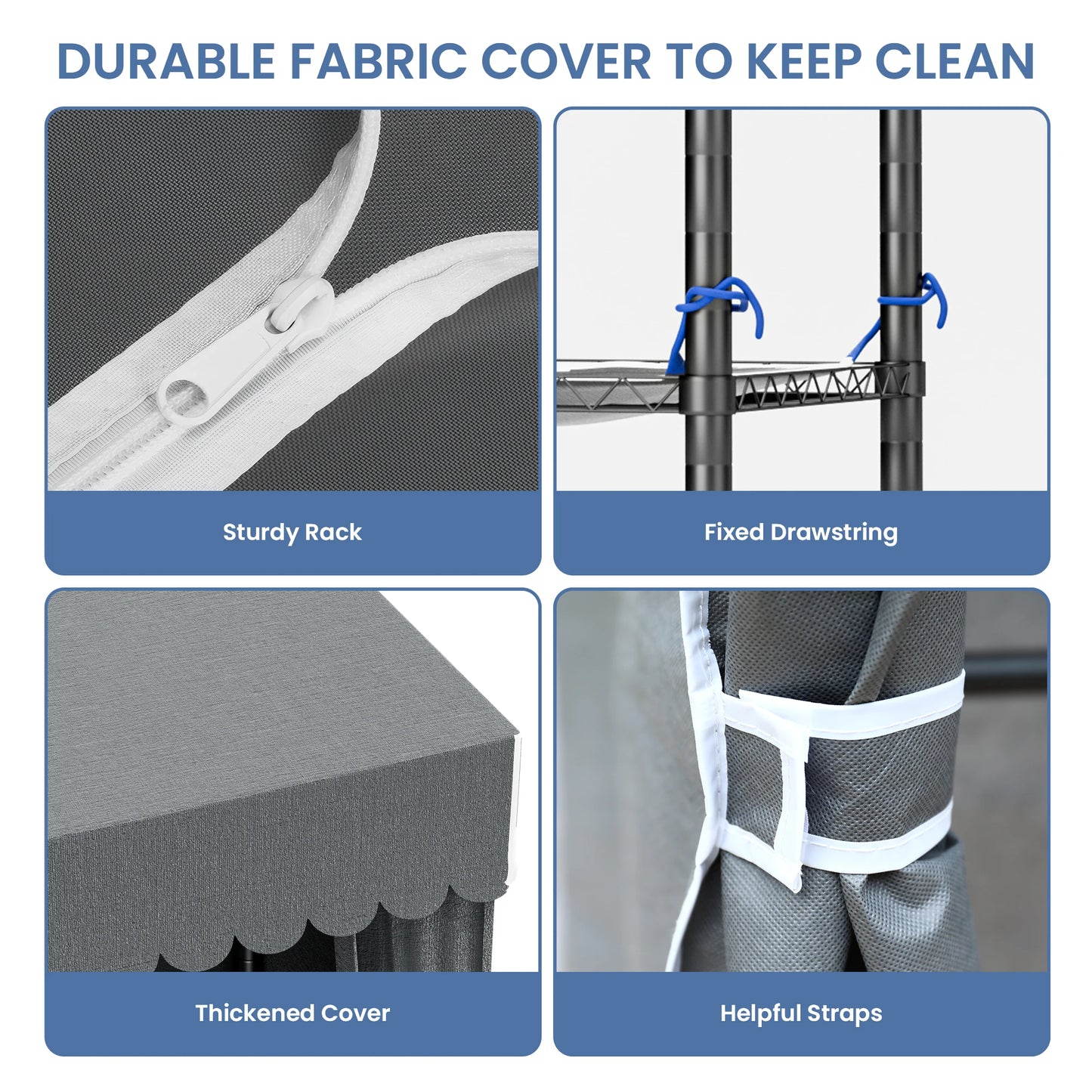 Portable DIY Closet Storage Wardrobe With Adjustable Bottom