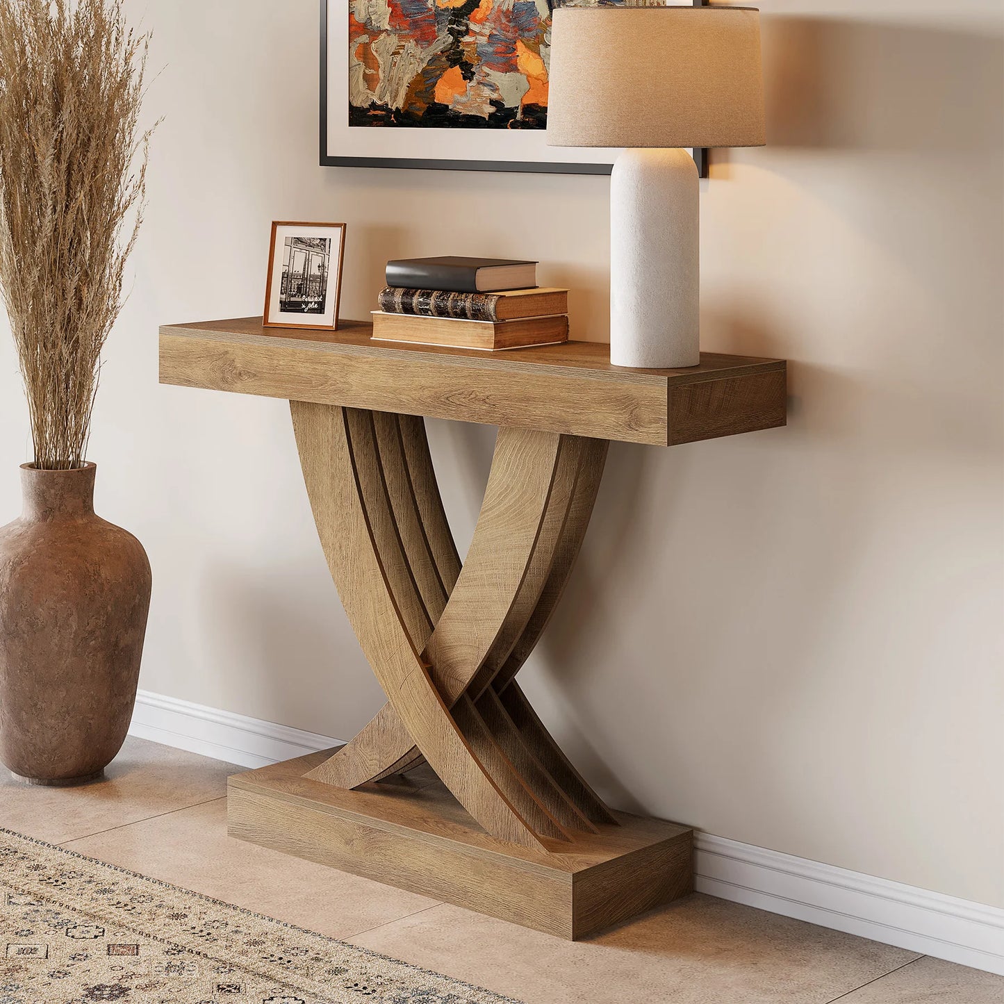 Tribesigns Console Table X Frame Entryway Sofa Table Industrial Farmhouse