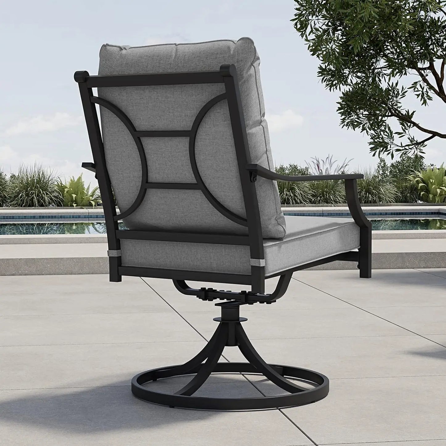 Grand Patio Outdoor Dining Set With Swivel Chairs And Cushions