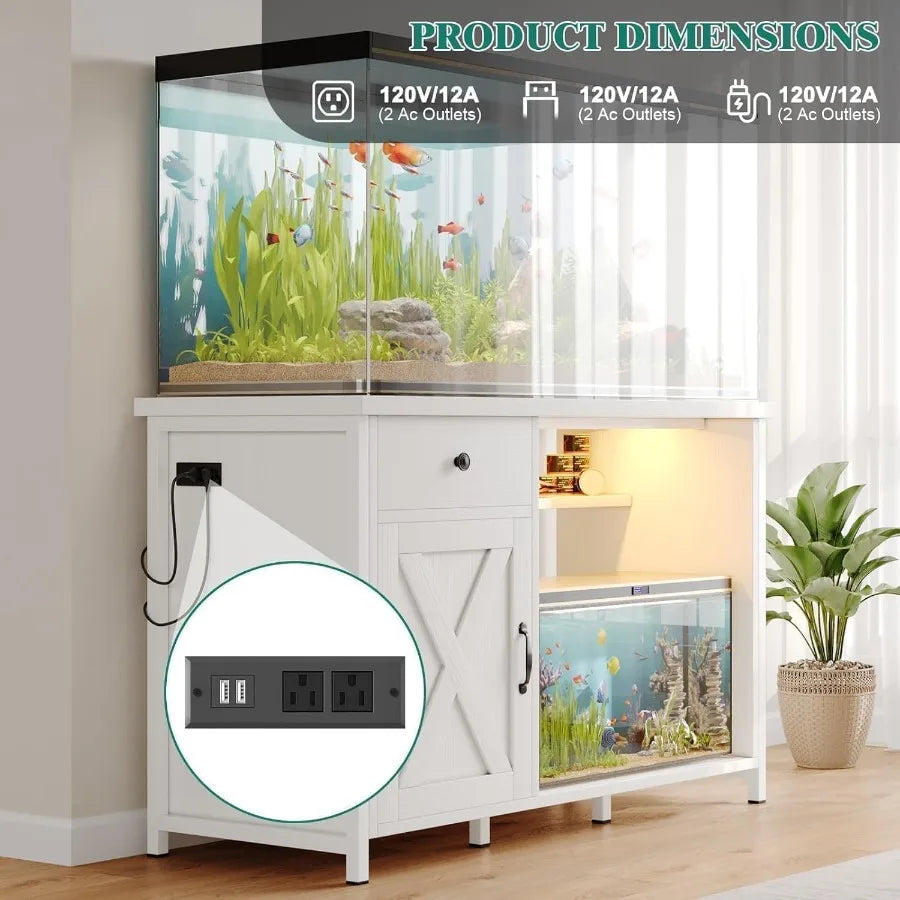 Fish Tank Stand With LED Light And Power Outlets