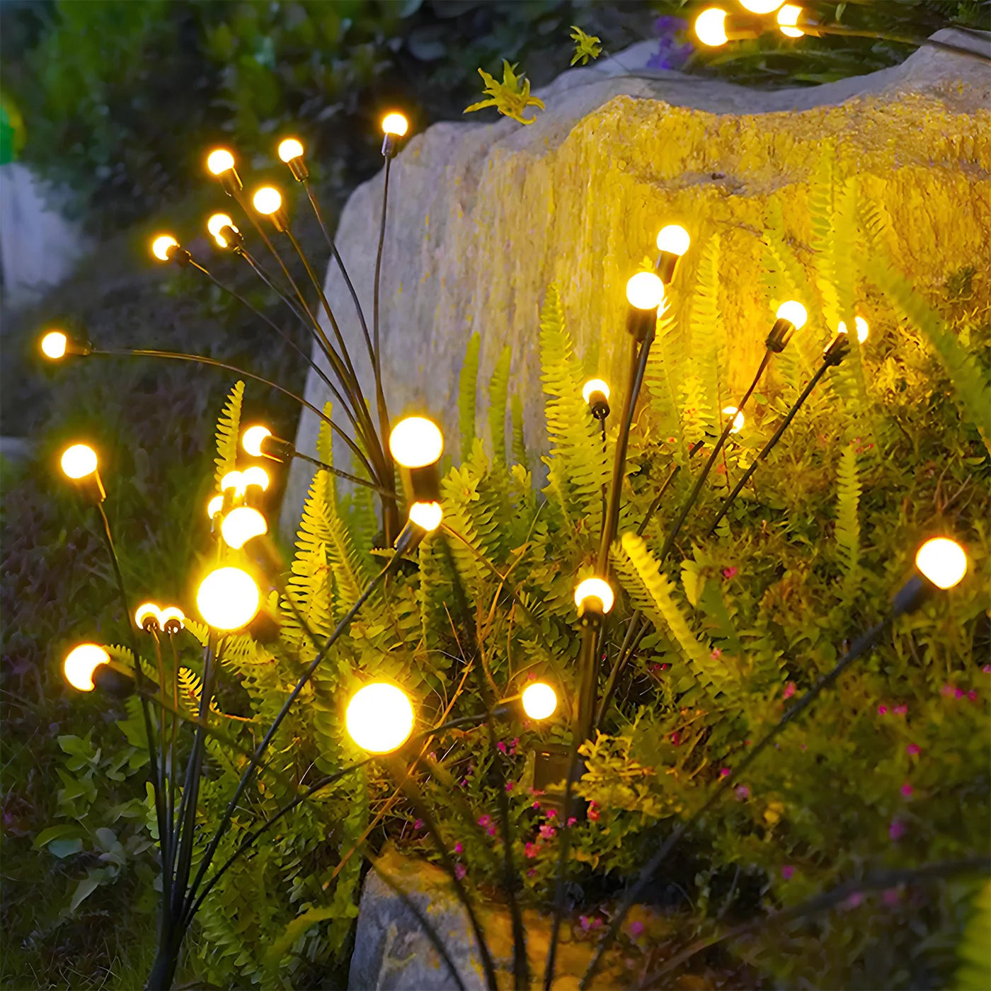 8-Head Solar Firefly Lights Outdoor Garden Pathway