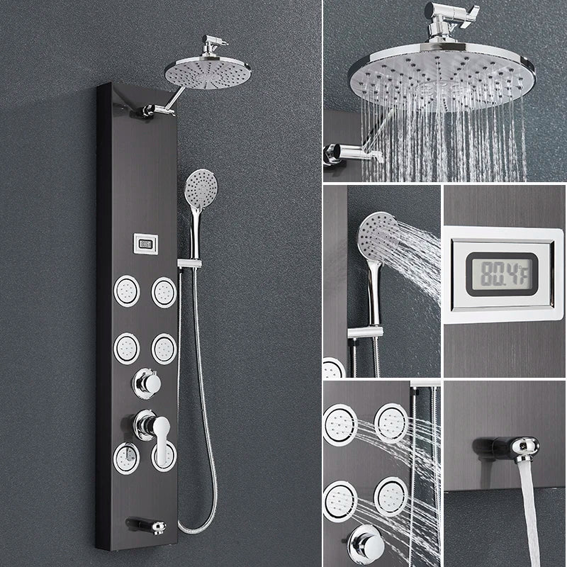 Suguword Shower Panel Faucet Fahrenheit Degree Display Spa Massage Jets