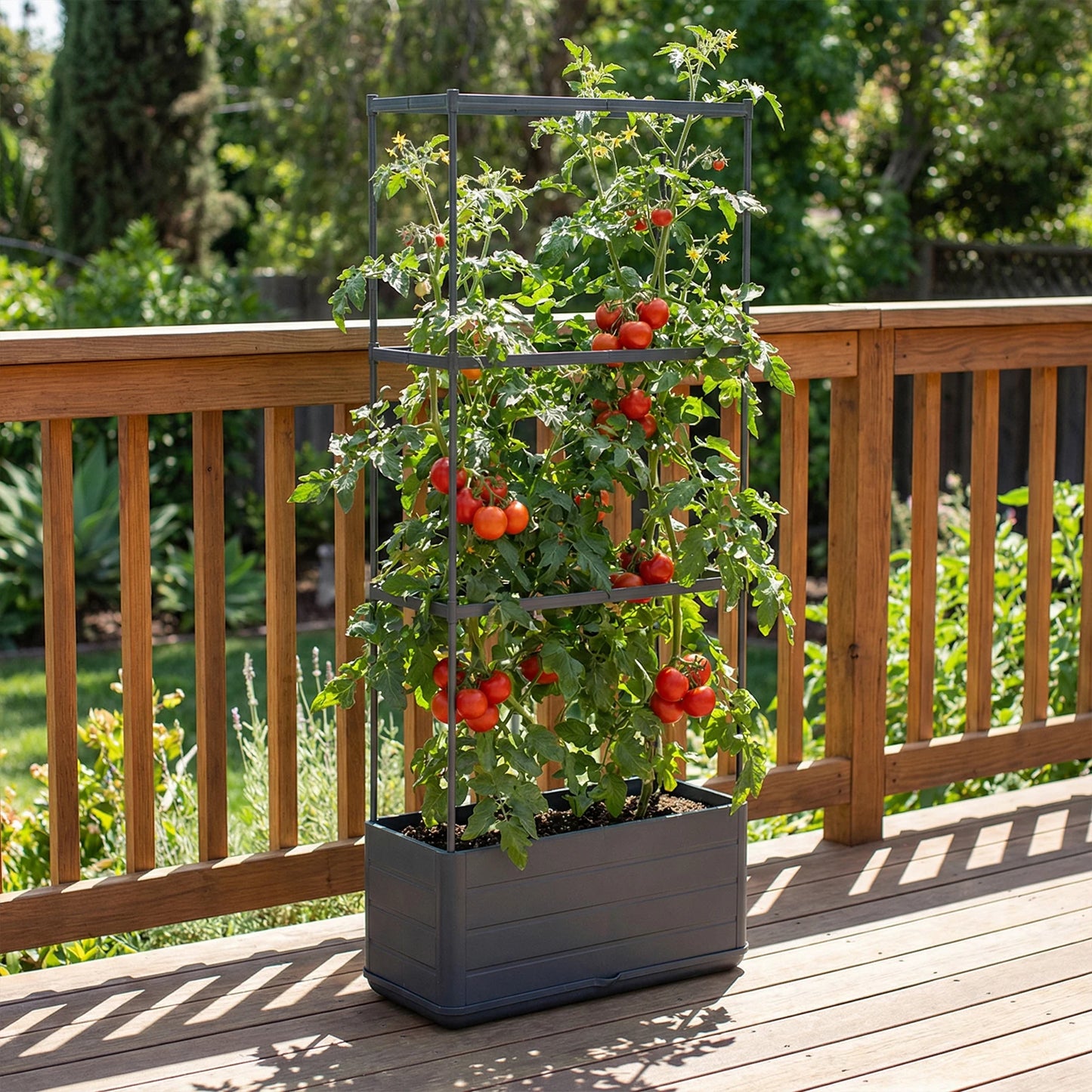 Raised Garden Bed Planter With Trellis And Self Watering