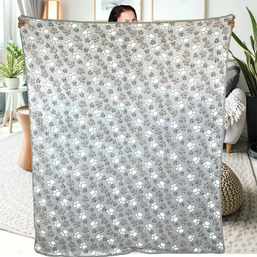 Three Piece Fluffy Flannel Dog Blanket Set Washable