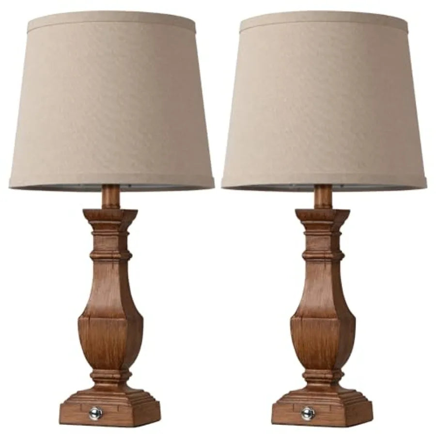 Dimmable Rustic Farmhouse Table Lamps Living Room Set Of 2