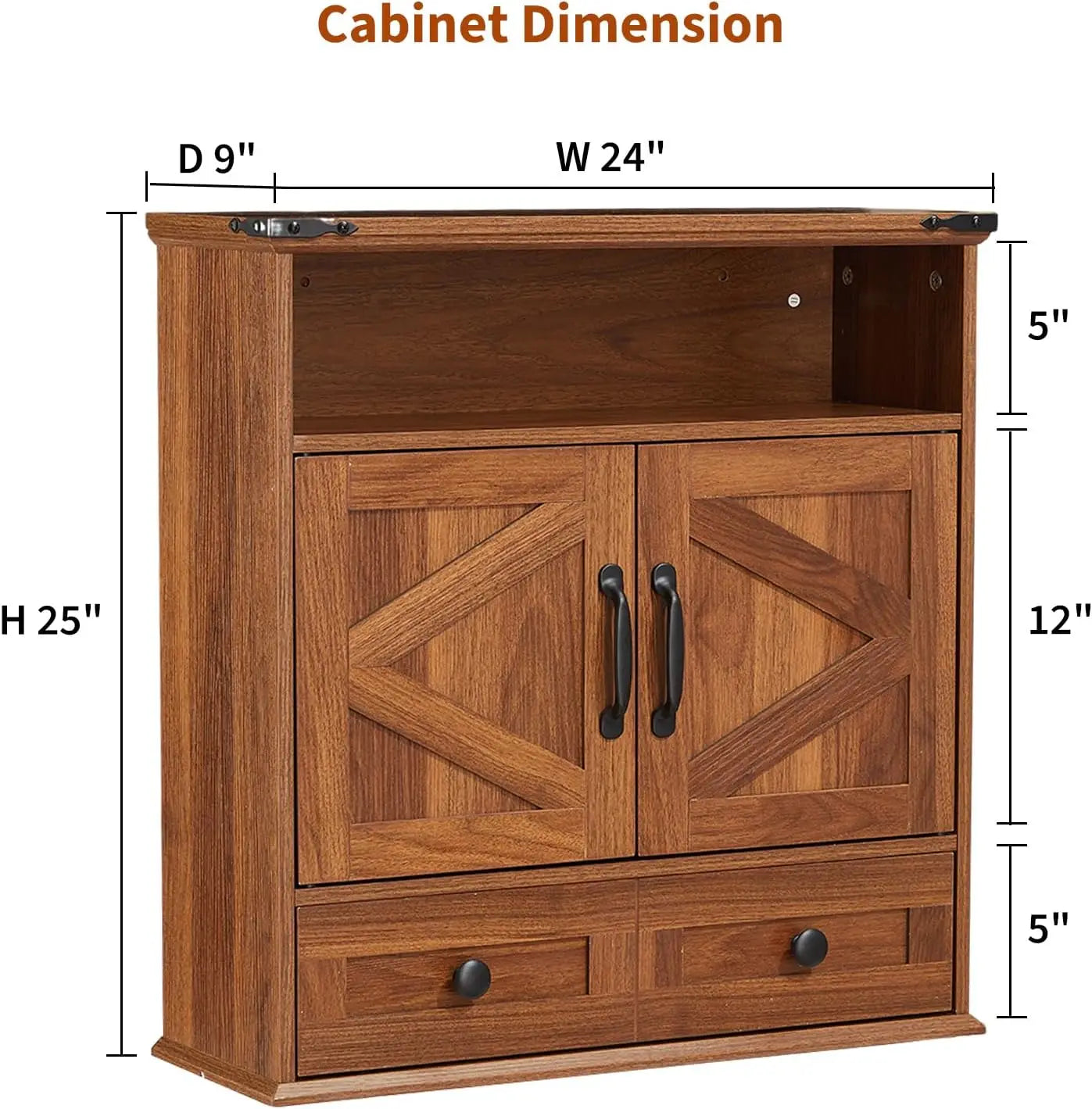 Farmhouse Bathroom Wall Cabinet With Barn Doors And Adjustable Shelves