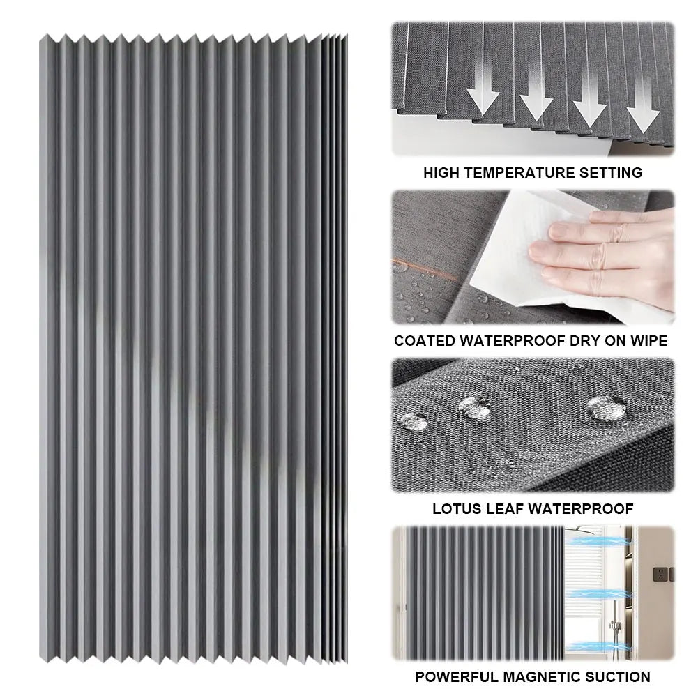 APWIKOGER Foldable Magnetic Waterproof Shower Curtain With 14 Hooks