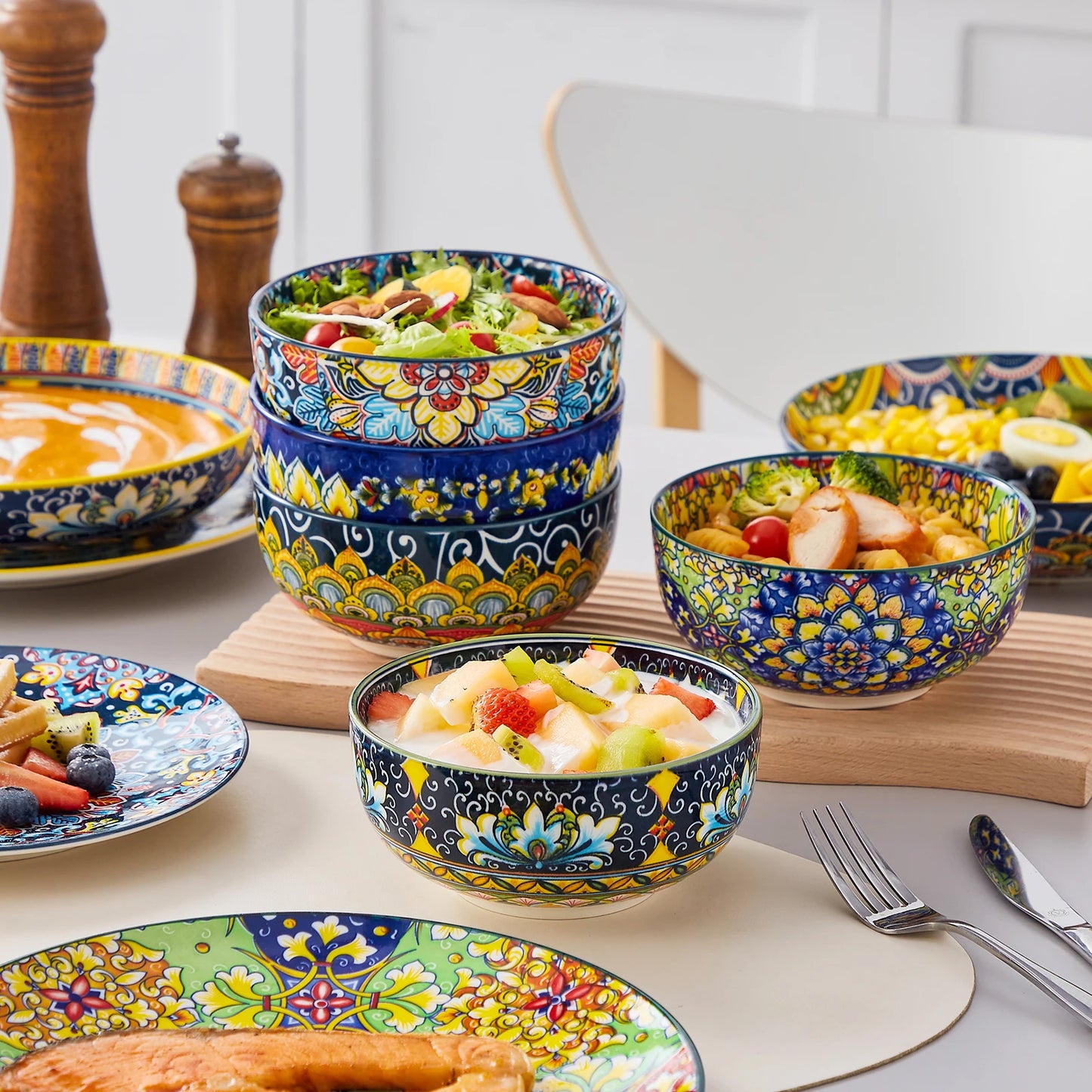 MALACASA Bohemian Style Porcelain Dinnerware Set 24 Piece