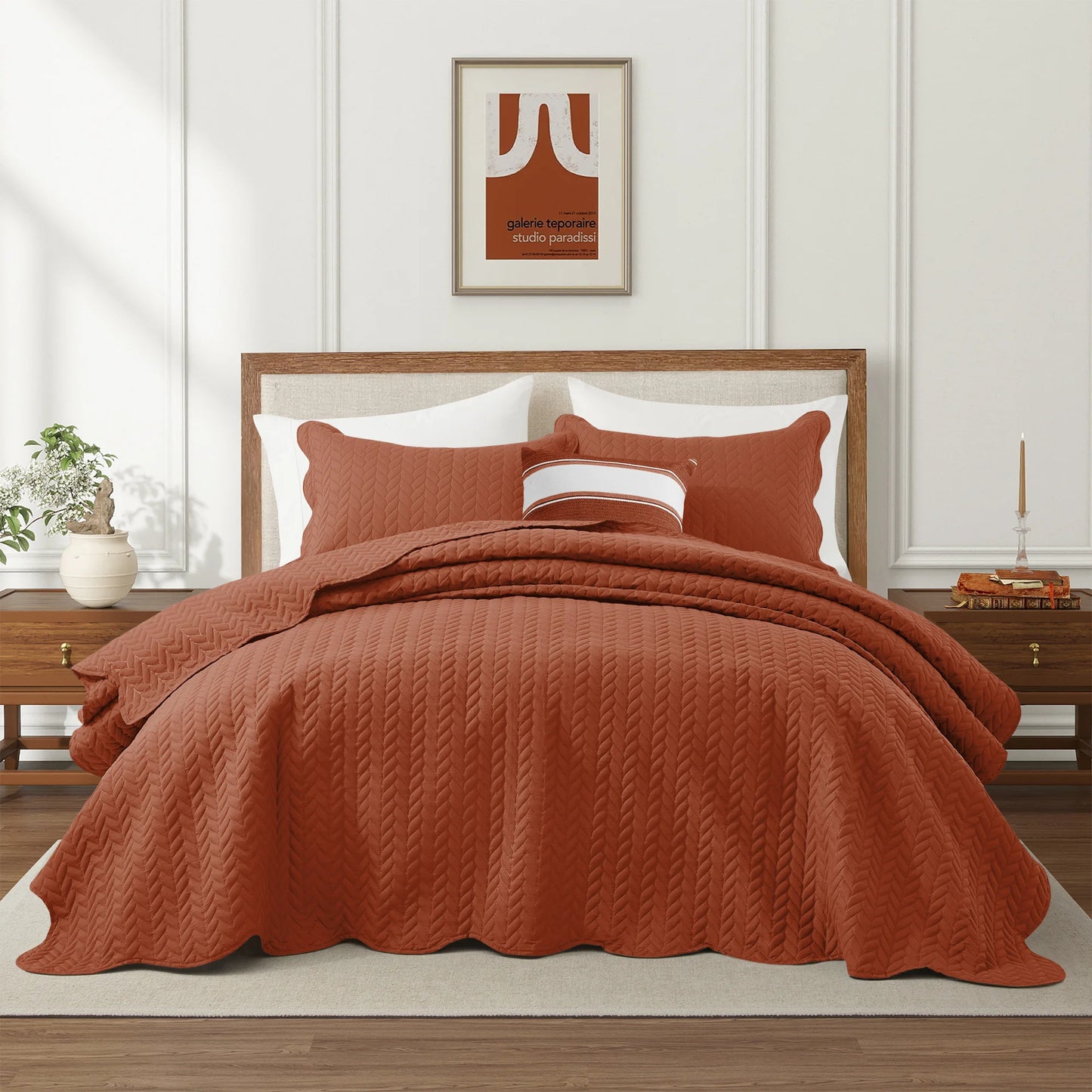 LUXEVOIR 3 Piece Cooling Microfiber Quilt Set Lightweight