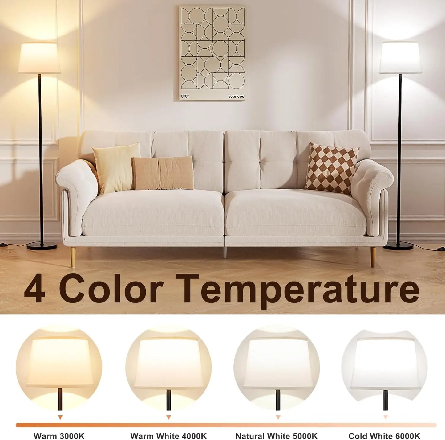 Adjustable Brightness LED Floor Lamp With Remote Control Easy Assembly