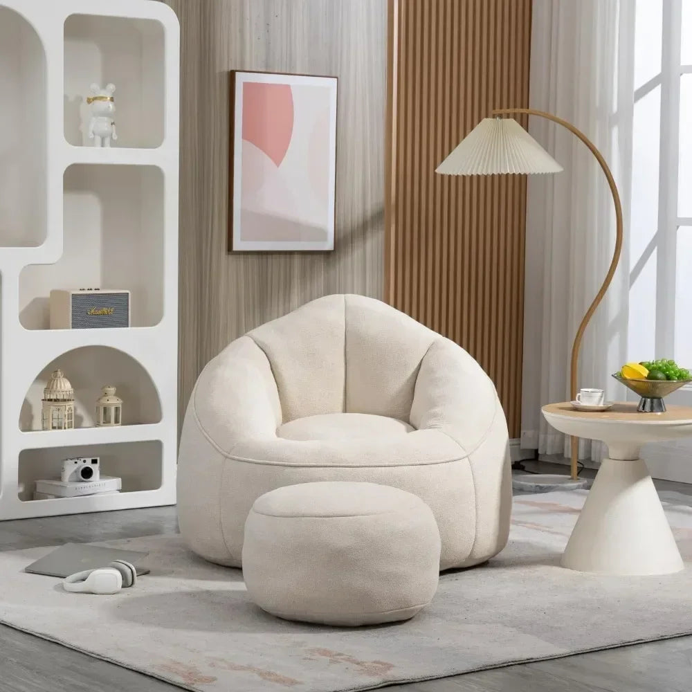 Beanbag Chair and Footstool Foam Couch for Living Rooms