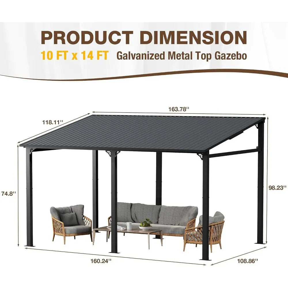 Outdoor Hardtop Gazebo With Galvanized Steel Roof Shelter