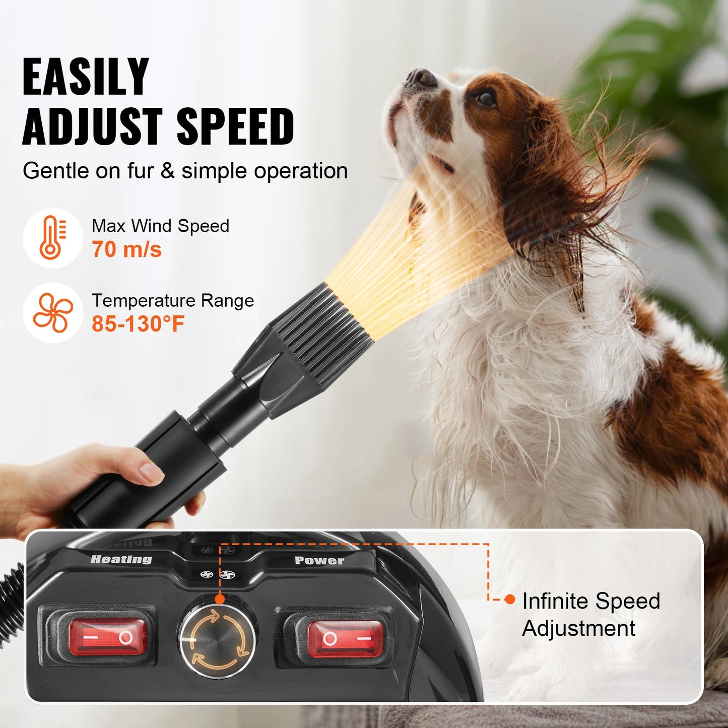 SucceBuy 2000W Dog Blow Dryer With Adjustable Temperature Control