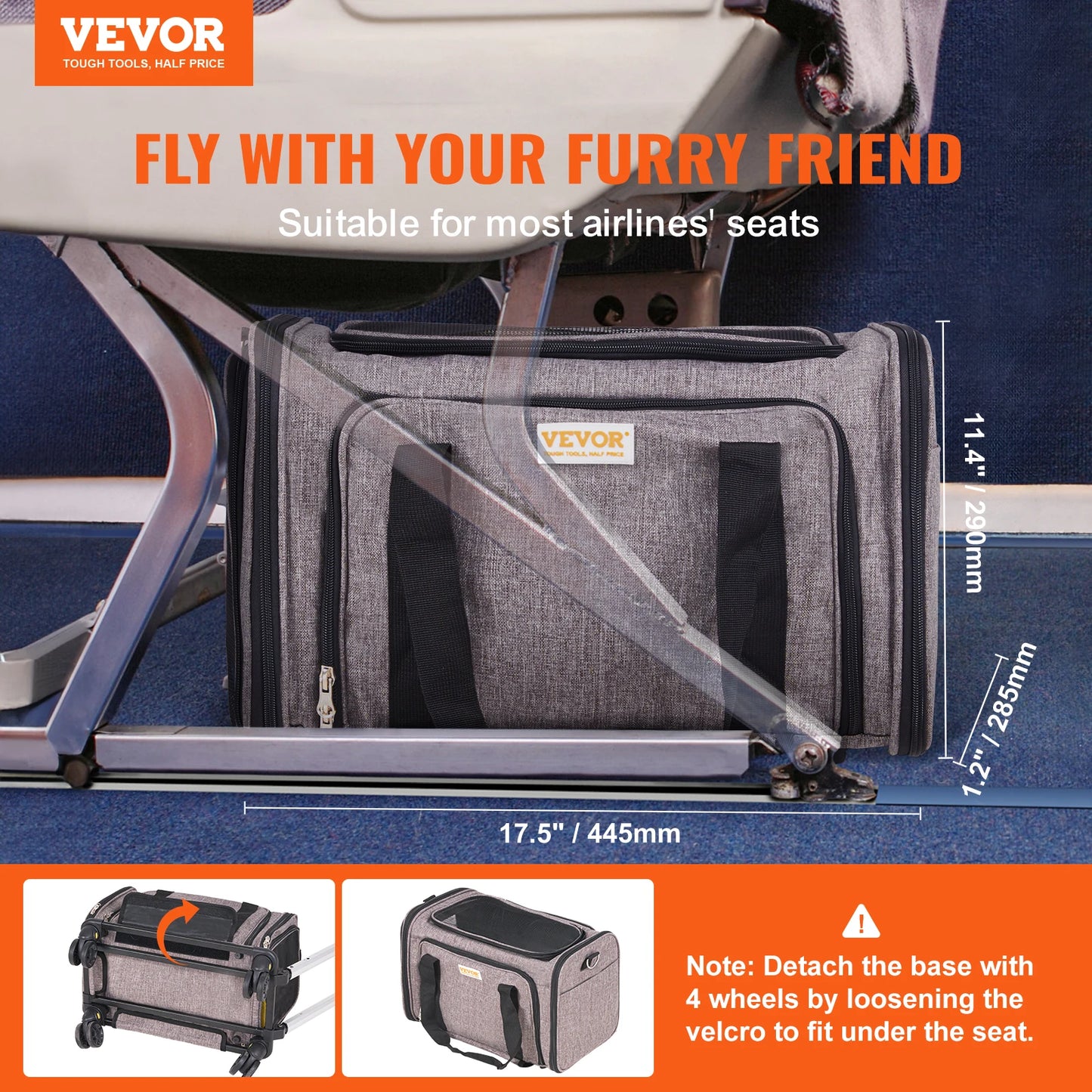 Pet Carrier Backpack for Cats and Small Dogs With Telescopic Handle Wheels