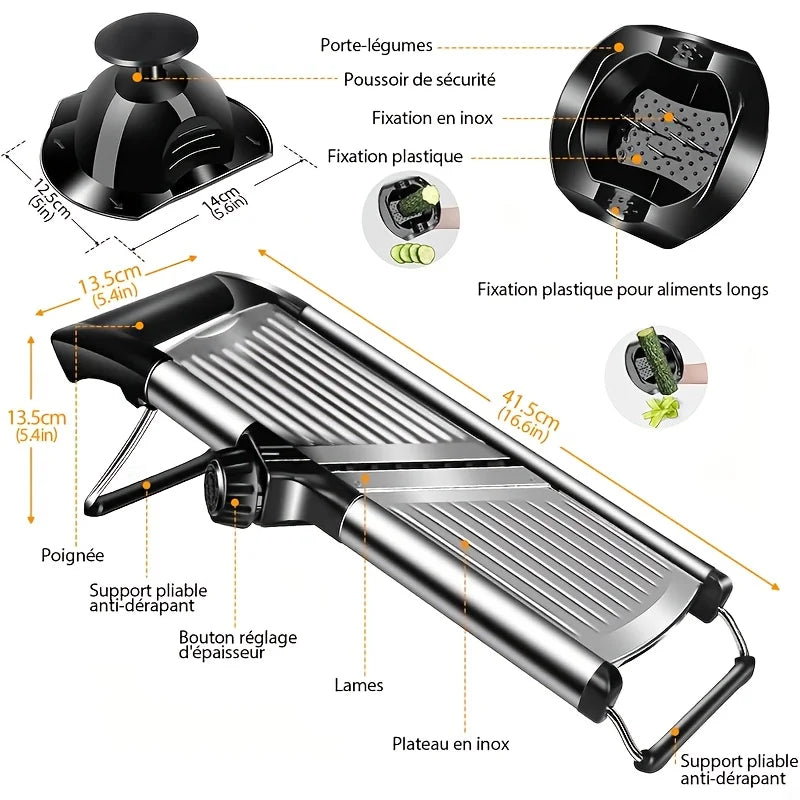 AEDG Stainless Steel Mandoline Slicer With 5 Blades Holder