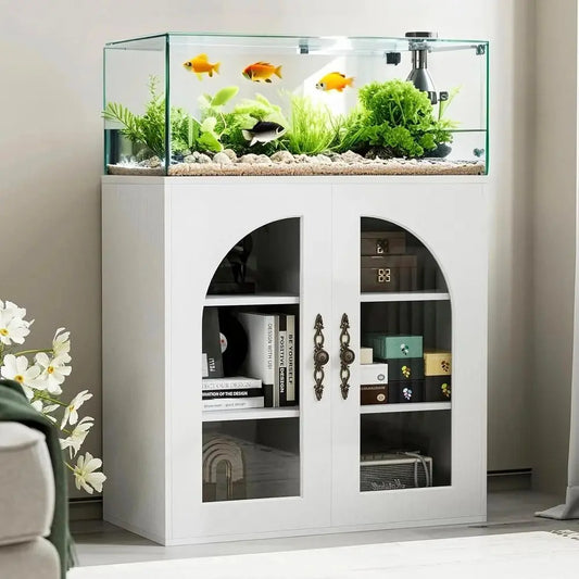 20-29 Gallon Tank Stand With Adjustable Shelves Glass Door Aquarium Cabinet
