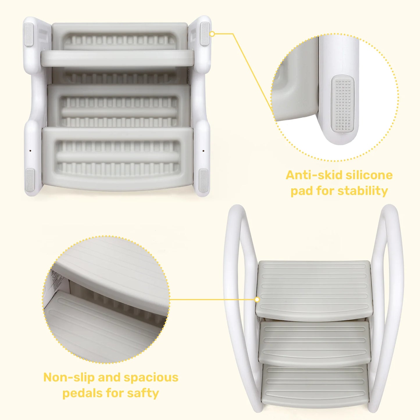 Toddler Step Stool With Handles 3-Step Plastic Stool