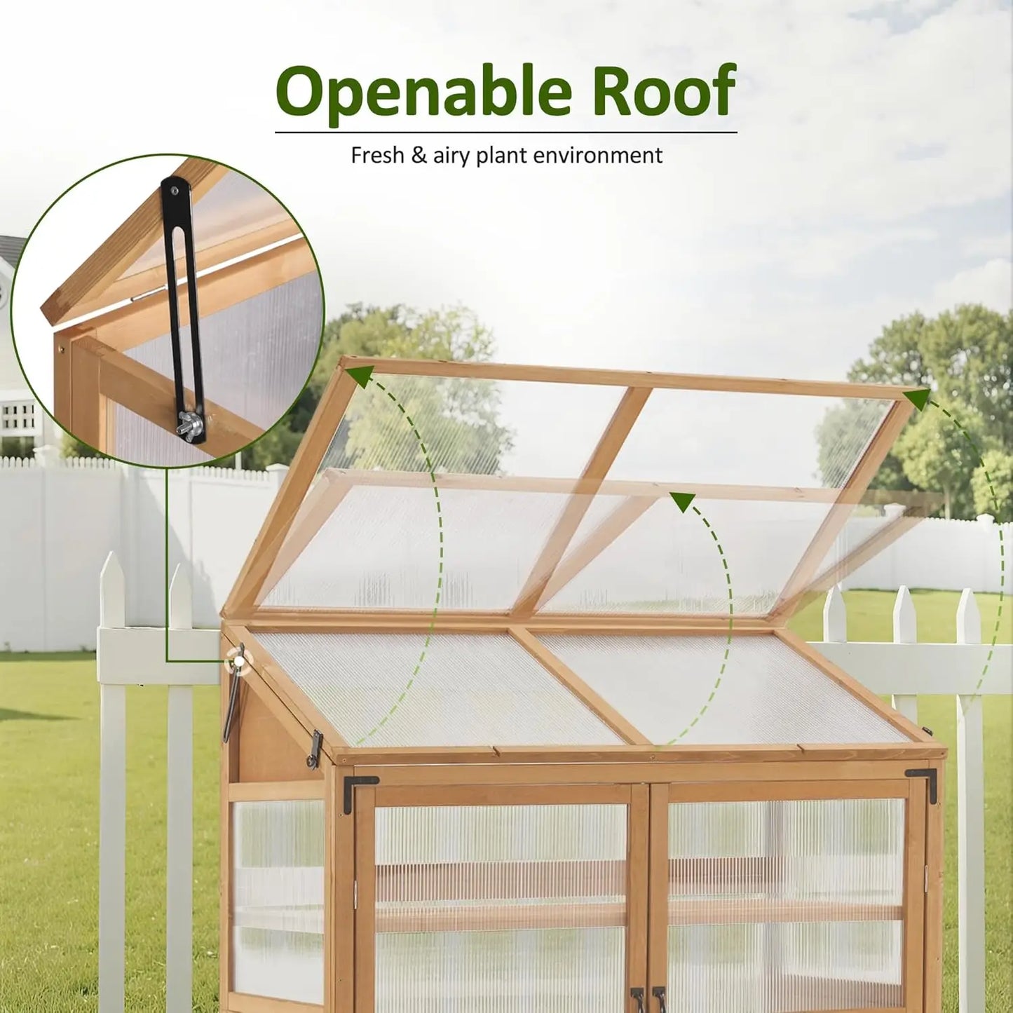 Frame Wooden Greenhouse With Adjustable Shelves For Outdoor Indoor Use