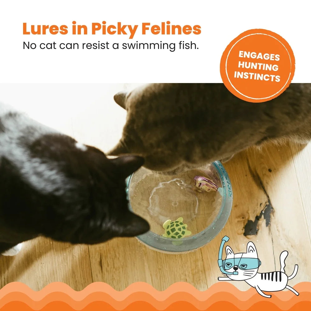 Interactive Cats Fish Bowl Toy With Swimming Electronic Fish Turtle