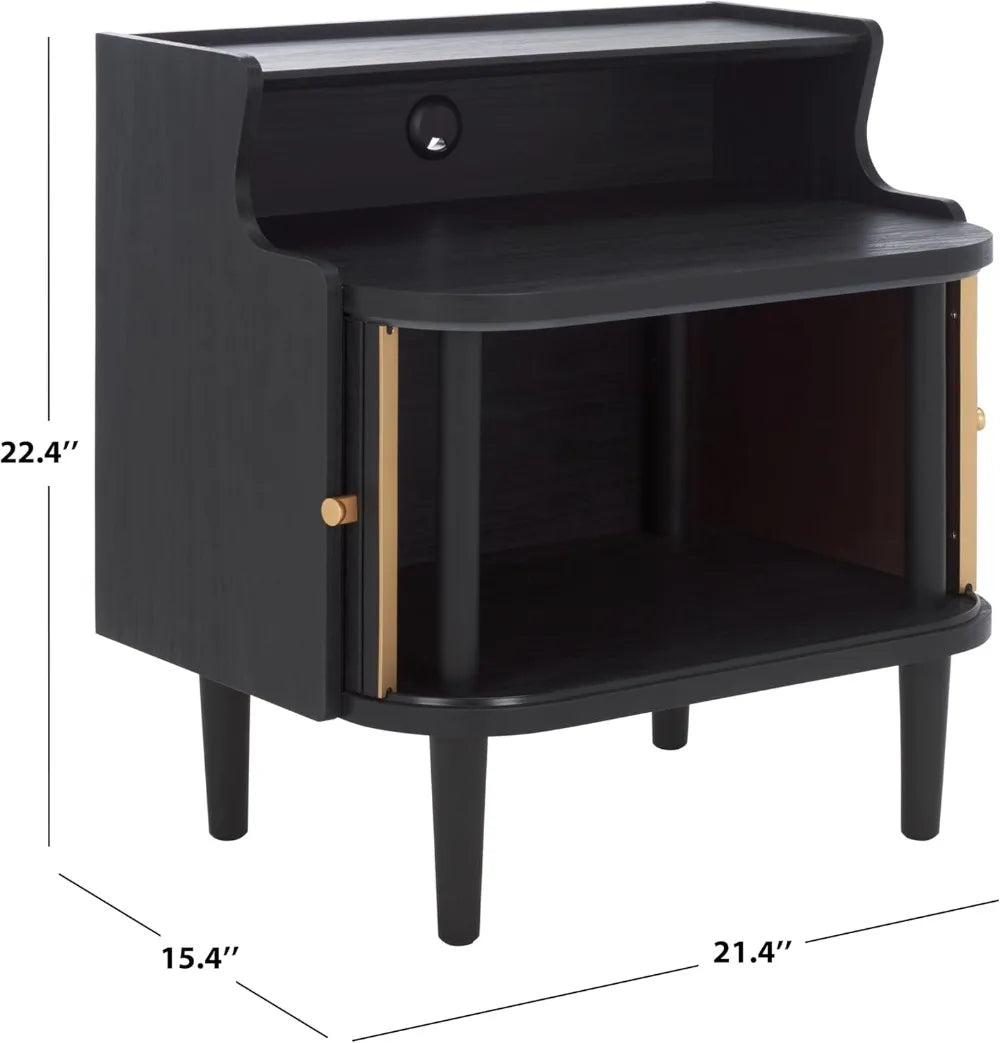 Mid-Century Modern Nightstand With Tambour Door And Hutch