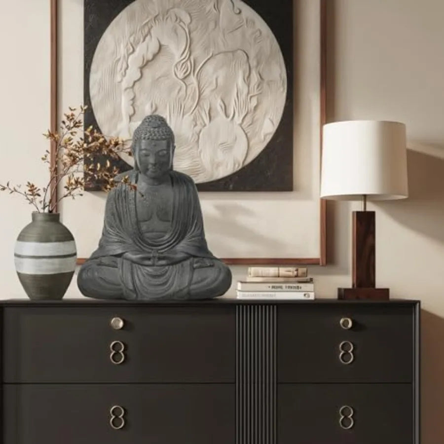 SHXI Buddha Statue Garden Zen Outdoor Indoor Meditating Fiber Sculpture