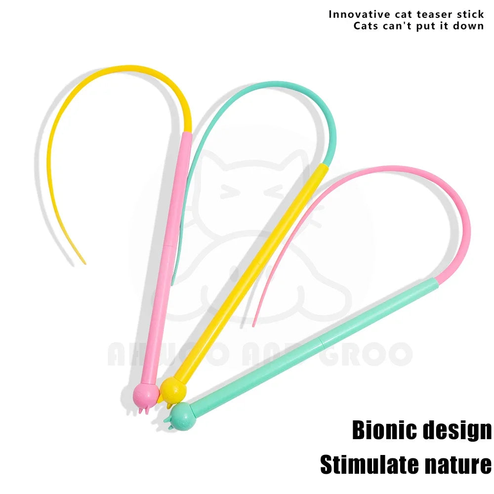 Mouse Tail Cat Toy Teaser With Bell Silicone Long Tail