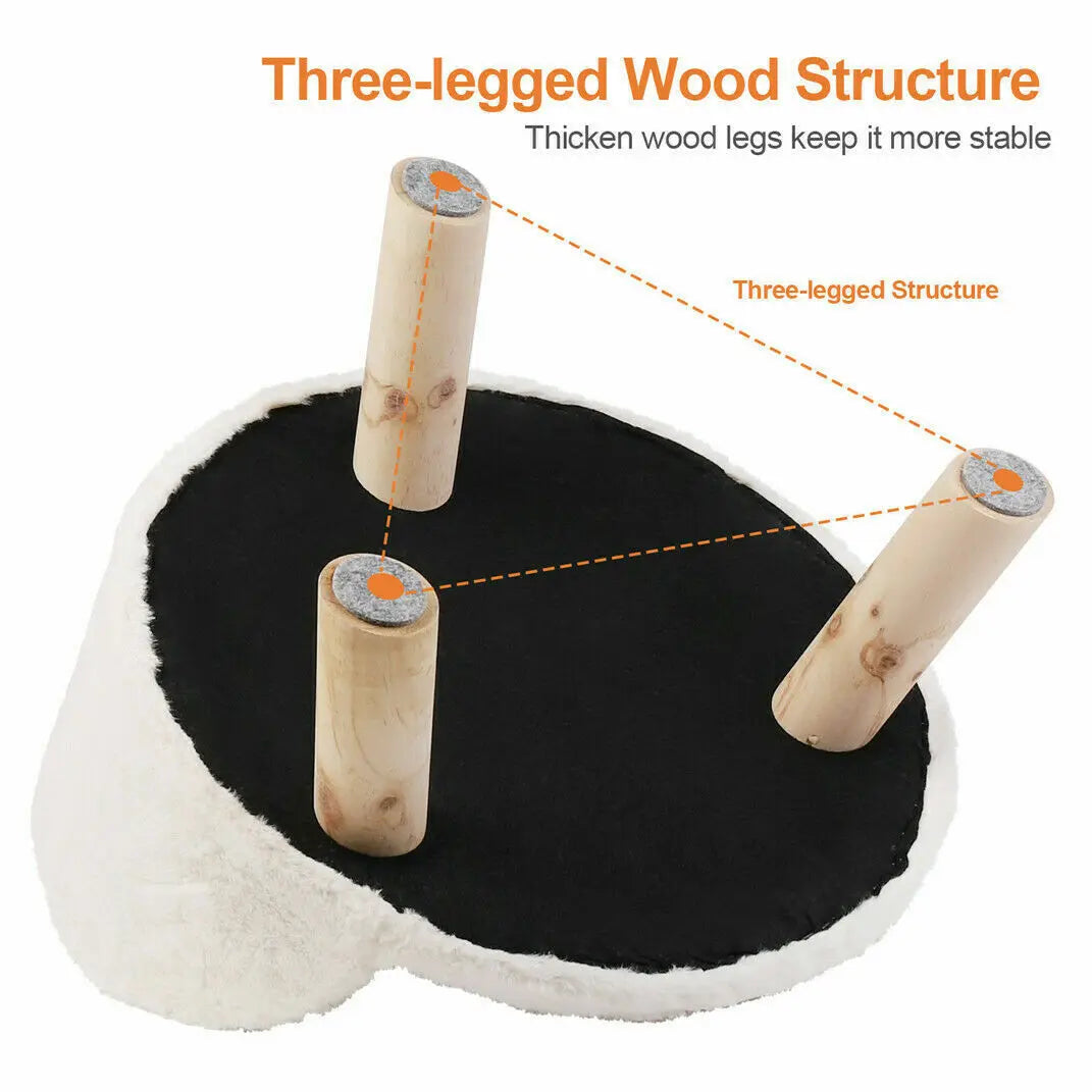 Soft Plush Cat Bed Nest With Cushion Pad Wood Legs