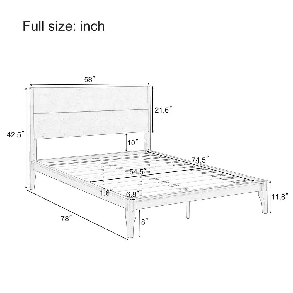 Bamboo Platform Bed Frame Mid Century Modern Slat System