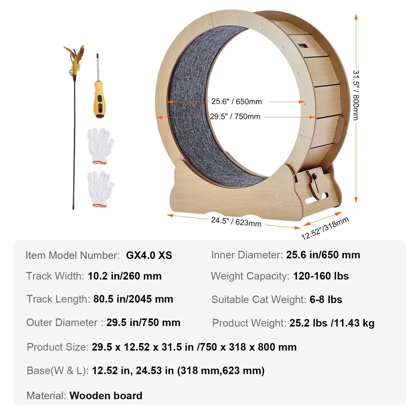SucceBuy Wooden Cat Exercise Wheel For Indoor Running And Play